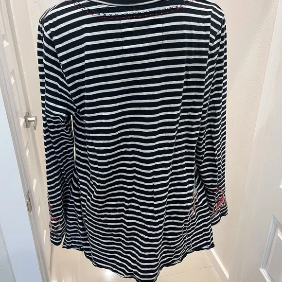 Johnny Was Striped Floral Embroidered Top - Picture 11 of 11